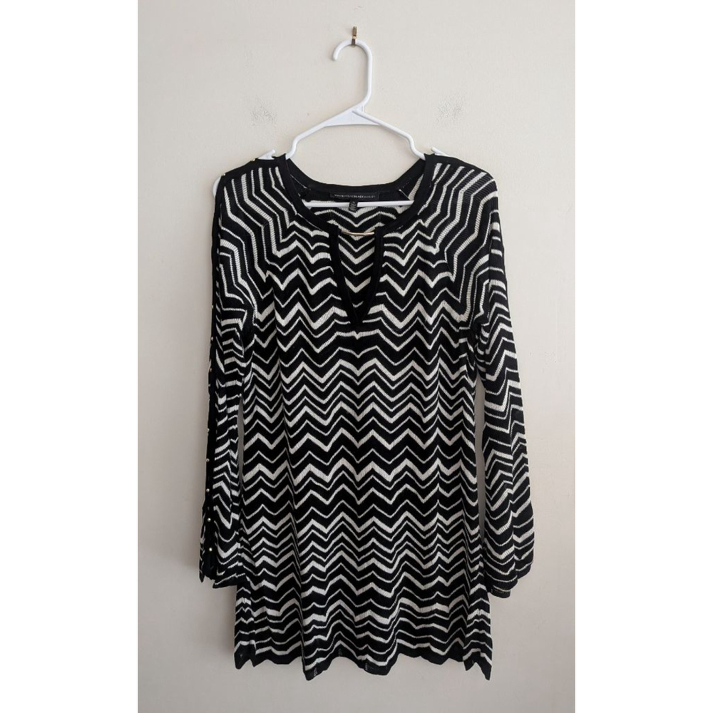 Women's White House Black Market Chevron Stitch V-Neck Tunic Sweater M - Picture 4 of 10